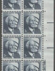 Scott# 1280 "FRANK LLOYD WRIGHT - ARCHITECT" PLATE STRIP (20) MNH