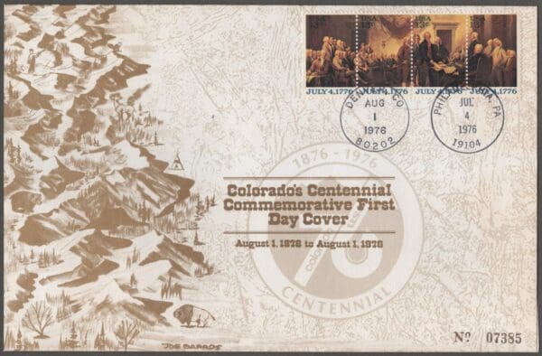 Scott# 1691-94 "COLORADO CENTENNIAL" COMMEMORATIVE 1st DAY COVER - STRIP (4)