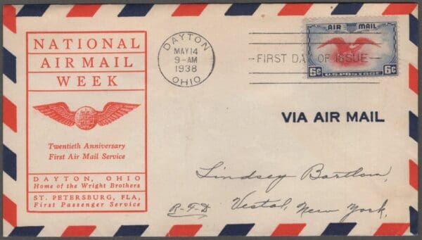 Scott# C23 "AMERICAN EAGLE" NAT'L AIRMAIL WEEK 20th ANNIVERSARY FIRST FLIGHT COVER