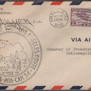 Scott# C12 "WINGED GLOBE" FIRST FLIGHT CAM 34 AMARILLO TEX OCT 25,1930