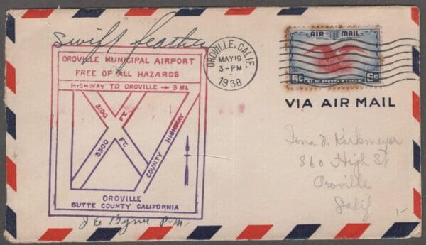 Scott# C23 "AMERICAN EAGLE" FIRST AIR MAIL FLIGHT-OROVILLE CA-SACRAMENTO CA