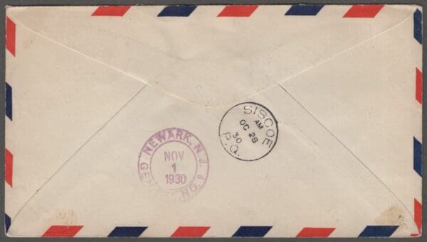 Scott#s C3 CANADA FIRST TRIP via AIRMAIL - AMOS P.Q. to SISCOE, P.Q. OCTOBER 1930 - Image 2