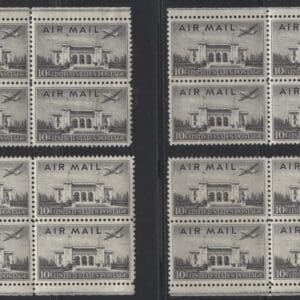 Scott# C34 "PAN AM BUILDING" MNH MATCHED PLATE BLOCKS (4) P# 23613