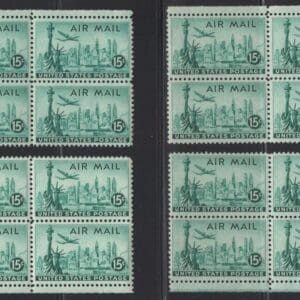 Scott# C35 "STATUE of LIBERTY" MNH MATCHED SET of PLATE BLOCKS (4) P# 25940