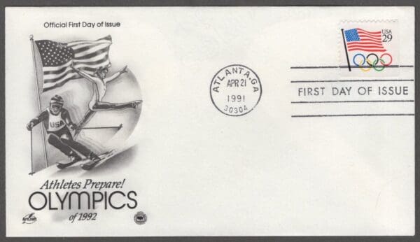 Scott# 2528 "FLAG & OLYMPIC RINGS" ARTCRAFT FIRST DAY COVER