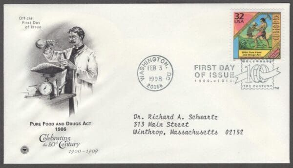 Scott# 3182f CELEBRATE THE CENTURY PURE FOOD & DRUG ACT FIRST DAY COVER