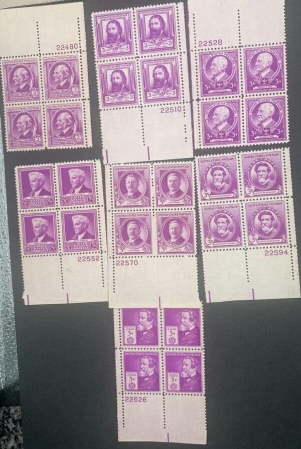 Scott# 859-893 "FAMOUS AMERICANS" MNH COMPLETE SET of (35) PLATE BLOCKS (4) - Image 3