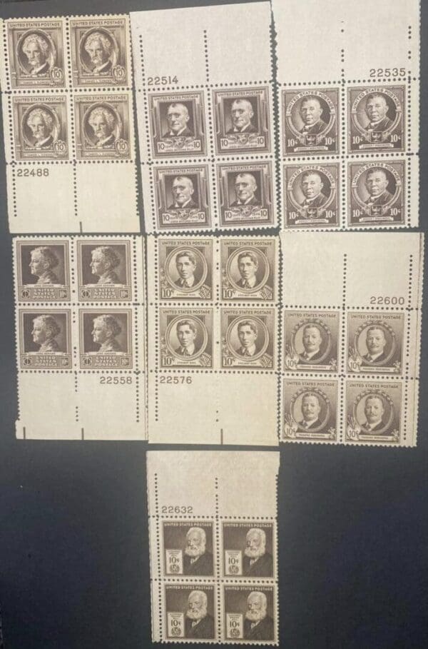 Scott# 859-893 "FAMOUS AMERICANS" MNH COMPLETE SET of (35) PLATE BLOCKS (4) - Image 5