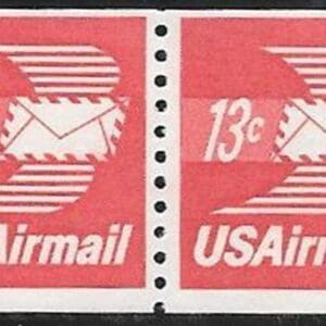 Scott# C83 "WINGED AIRMAIL ENVELOPE" MNH COIL PAIR, NICELY CENTERED