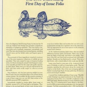 Alternative view of Scott# RW56 "DUCK STAMP" 1989 "LESSER SCAUP" P.C.S. FOLIO PAGES