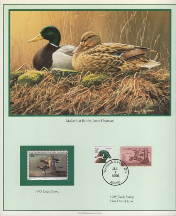 Scott# RW62 DUCK STAMP 1995 "MALLARDS" P.C.S. FOLIO PAGES