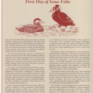 Alternative view of Scott# RW63 "DUCK STAMP" 1996 "SURF SCOTER" P.C.S. FOLIO PAGES