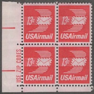 Scott# C79 "WINGED AIRMAIL ENVELOPE" MNH ZIP BLOCK (4) NICELY CENTERED