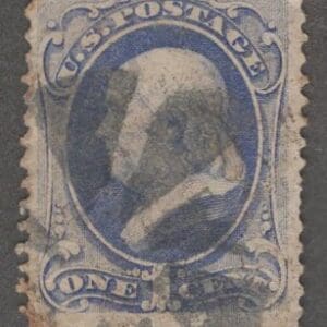 Scott# 145 "FRANKLIN" NAT'L BANKNOTE WITH A FANCY COGWHEEL CANCEL