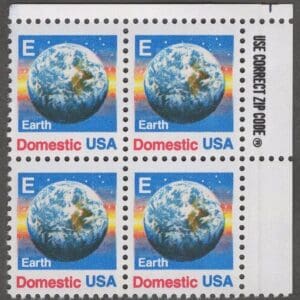 Scott# 2277 "E RATE EARTH STAMP" MNH ZIP BLOCK (4) NICELY CENTERED