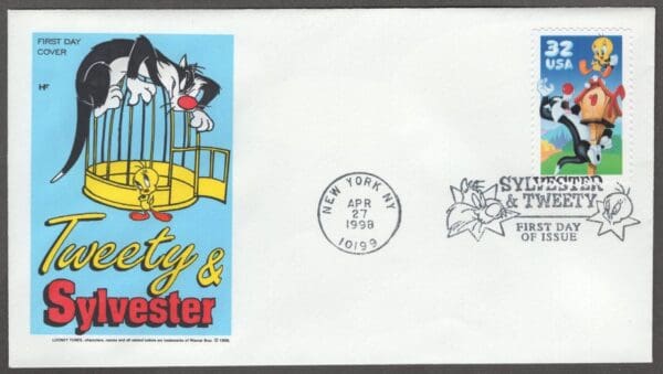 Scott# 3204 "SYLVESTER and TWEETY - LOONEY TUNES" UNADDRESSED FIRST DAY COVER