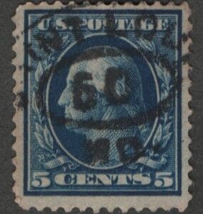 Scott# 378 "WASHINGTON" PERF 12 SLW, USED, MD. DOUBLE OVAL CANCEL