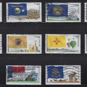 Scott# 4303-12 "FLAGS OF OUR NATION" SET IV-USED SINGLES (10) WITH PLATE #