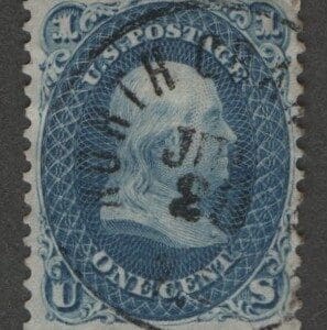 Scott# 63 "FRANKLIN" USED NORTH CAROLINA CDS CANCEL, VERY NICELY CENTERED