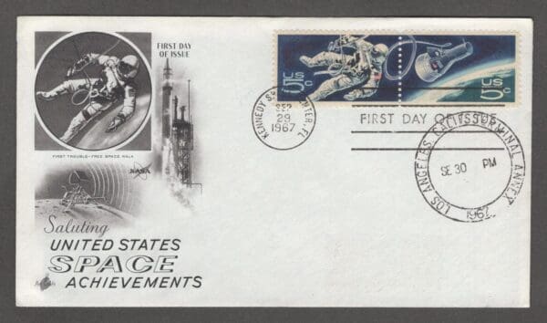 Scott# 1331-32 "SPACE ACCOMPLISHMENTS" ARTCRAFT FDC, KENNEDY SPACE CENTER CANCEL