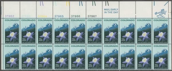 Scott# 1711 "COLORADO STATEHOOD-ROCKY MT'S." PLATE STRIP (20) MNH