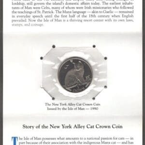 1990 ISLE of MAN "N.Y. ALLEY CAT" 1 CROWN COMMEMORATIVE COIN "BU" SEALED - Image 3