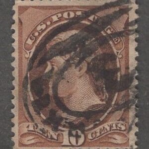 Scott# 209 "JEFFERSON" AMERICAN BANKNOTE, PARCEL CANCEL, VERY WELL CENTERED