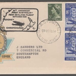 30th ANNIVERSARY- FIRST TASMAN FLIGHT COVER - SYDNEY AUSTRALIA TO CHRIST CHURCH