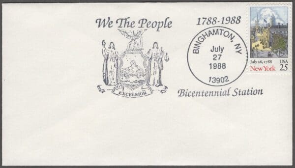 Scott# 2346 "NEW YORK STATEHOOD" PLATE BLOCK (4) MNH WITH BICENTENNIAL COVER - Image 2