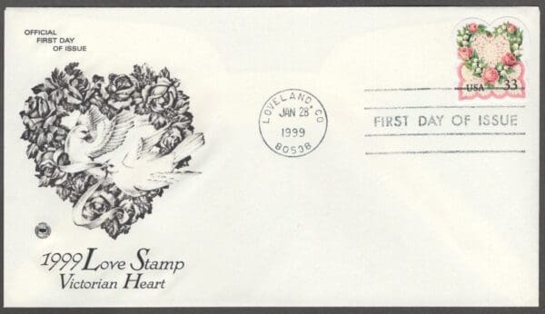 Scott# 3274 "VICTORIAN LOVE" POSTAL COMMEMORATIVE SOCIETY FDC