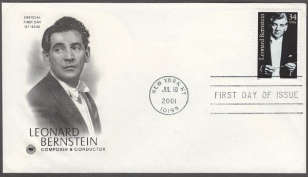 Scott# 3521 "LEONARD BERNSTEIN" POSTAL COMMEMORATIVE SOCIETY FDC