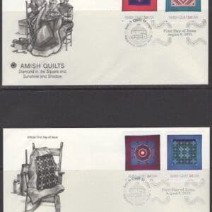 Scott# 3524-27 "AMISH QUILTS" POSTAL COMMEMORATIVE SOCIETY FDC SET (2)