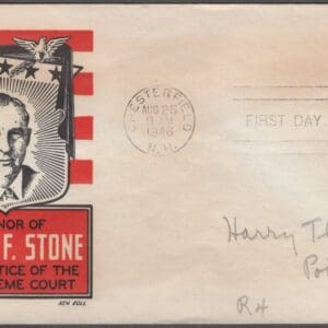 Scott# 965 "HARLAN STONE - SCOTUS" on KEN BOLL FDC WITH CHESTERFIELD N.H. CDS