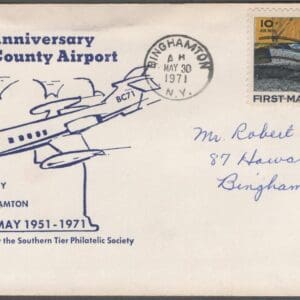 Scott# C76 "MOON LANDING" ON 20th ANNIVERSARY BROOME COUNTY AIRPORT COVER