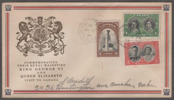 CANADA Scott# 246-48 "KING GEORGE VI & QUEEN ELIZABETH VISIT TO CANADA" FDC