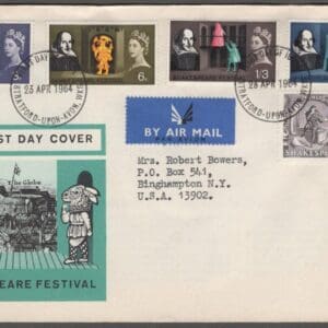 GB SG#s 646-50 "SHAKESPEARE FESTIVAL" ON FESTIVAL COVER, STRATFORD UPON AVON, FIRST DAY CANCEL