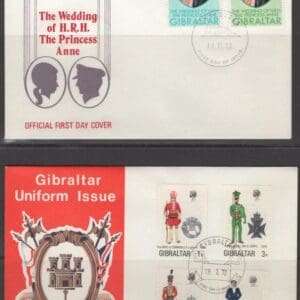 GIBRALTAR LOT OF (6) FIRST DAY COVERS + (2) BONUS POST CARDS