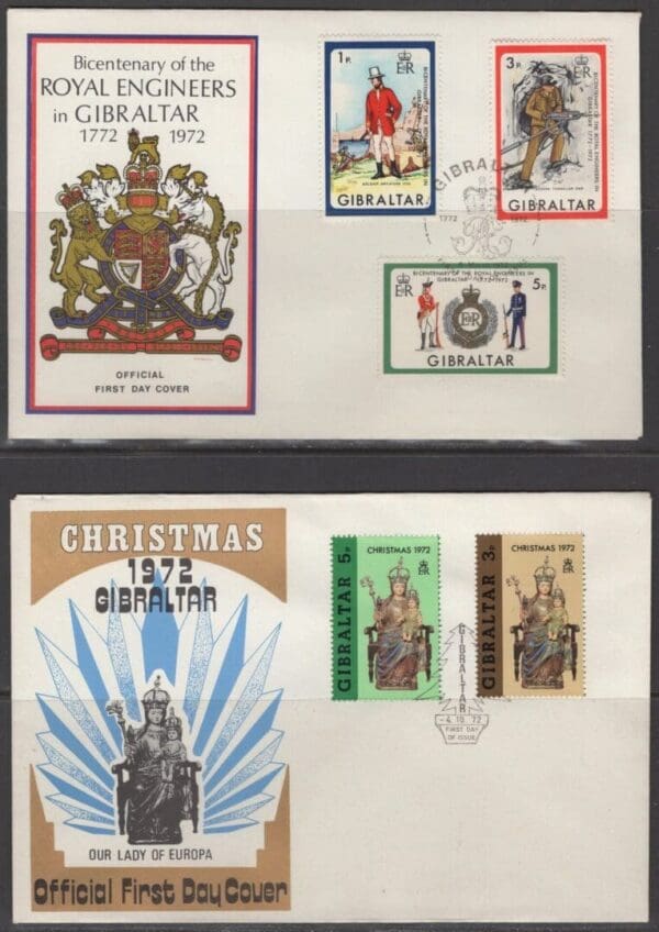 GIBRALTAR LOT OF (6) FIRST DAY COVERS + (2) BONUS POST CARDS - Image 2