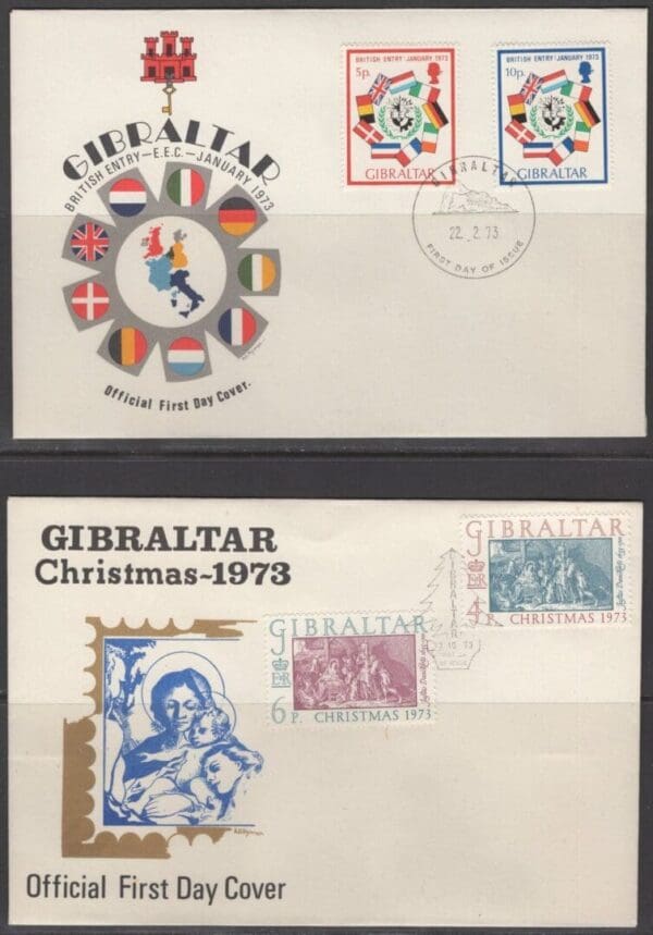 GIBRALTAR LOT OF (6) FIRST DAY COVERS + (2) BONUS POST CARDS - Image 3