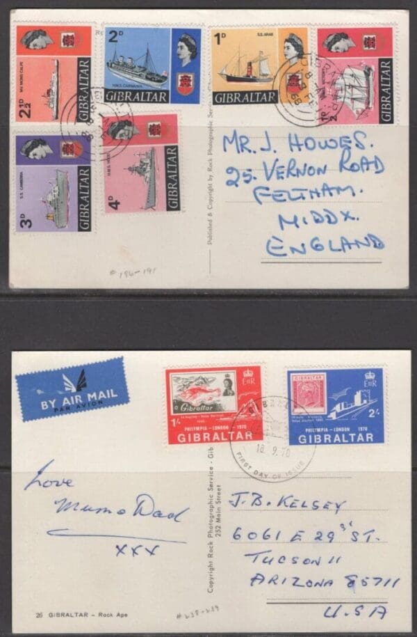 GIBRALTAR LOT OF (6) FIRST DAY COVERS + (2) BONUS POST CARDS - Image 4