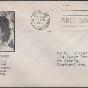 NEWFOUNDLAND Scott# 269 "PRINCESS ELIZABETH'S 21st BIRTHDAY COMMEMORATION" FIRST DAY COVER