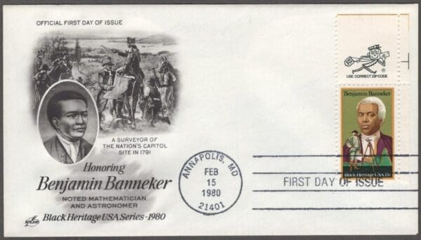 Scott# 1804 "BENJAMIN BANNEKER" ARTCRAFT MR ZIP SINGLE FDC