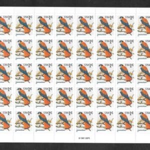 Scott# 3031A "AMERICAN KESTREL" S/A MNH SHEET (50) PLATE # 444444