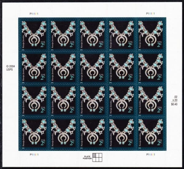 Scott# 3752 "NAVAJO NECKLACE" 2006 MNH FULL SHEET (20)