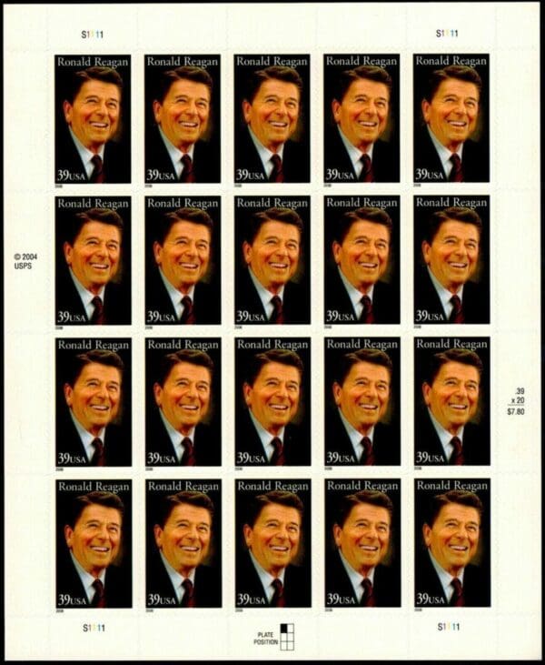 Scott# 4078 "RONALD REAGAN - 40th PRESIDENT" MNH SHEET (20)