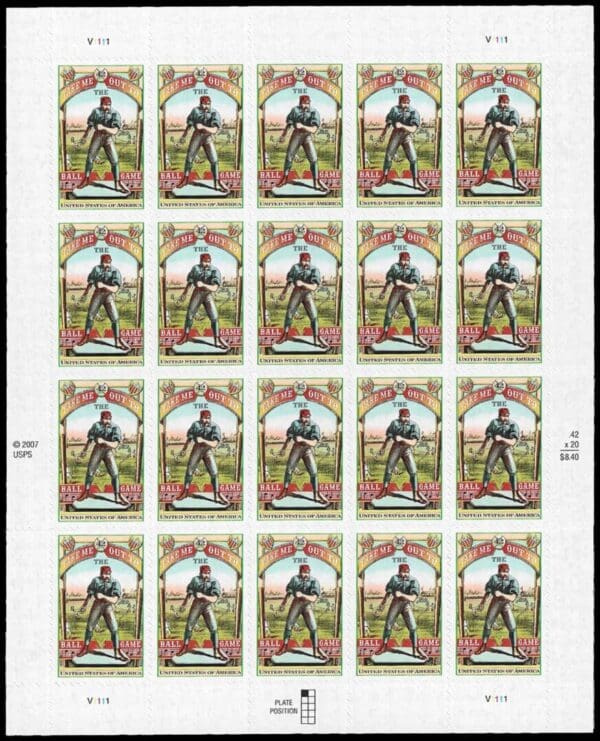 Scott# 4341 "TAKE ME OUT TO THE BALL GAME" MNH FULL SHEET (20)