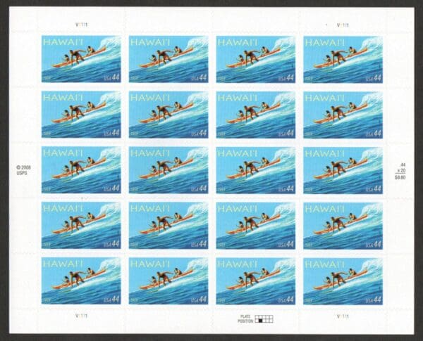 Scott# 4415 "HAWAII STATEHOOD - 50 YEARS" S/A FULL SHEET (20) MNH