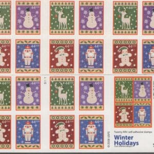 Scott# 4425-28 (4428b) "WINTER HOLIDAYS" UNFOLDED BOOKLET PANE (20) MNH
