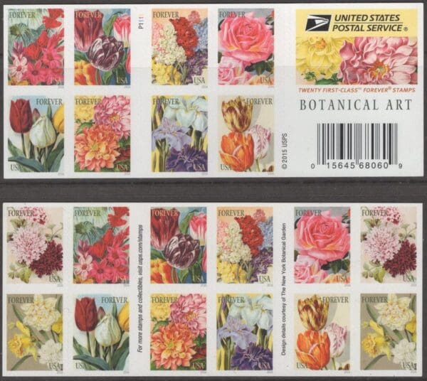 Scott# 5042-51 "BOTANICAL ART" S/A BOOKLET PANE (20) MNH