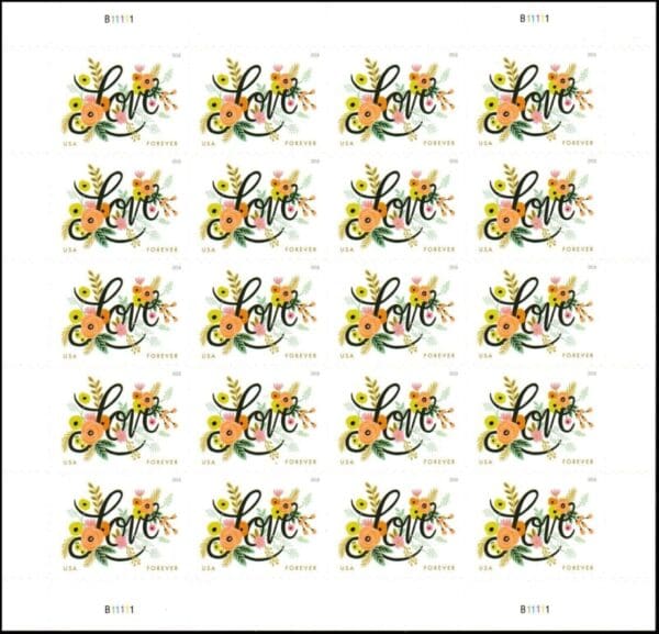 Scott# 5255 "LOVE FLOURISHES" MNH FULL SHEET (20) NICELY CENTERED